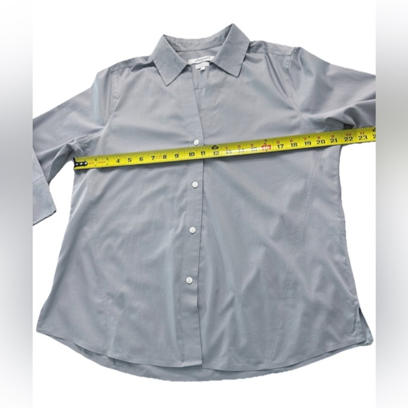 Foxcroft NYC Women’s Non Iron Stretch Button Down Shirt Gray Size L - Picture 4 of 6